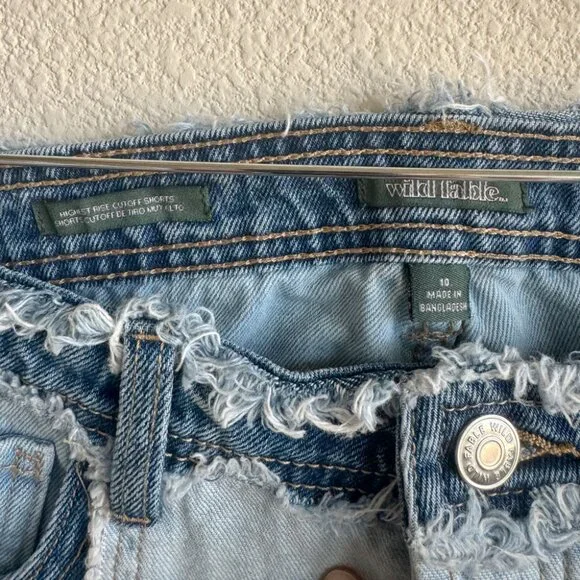 Wild Fable Patchwork Button Fly Blue Jean Shorts Denim - Picture 6 of 8